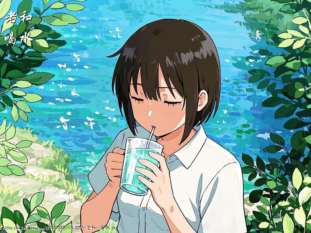 老和喝水搞笑图片