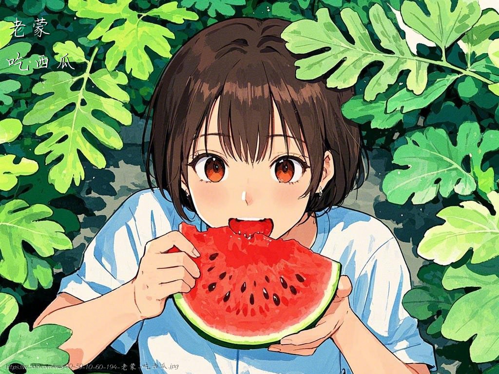 老蒙吃西瓜搞笑图片